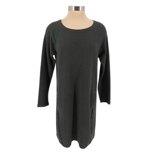 Pure Jill Shift Dress Gray Green Long Sleeve Textured Stretch Knit Small